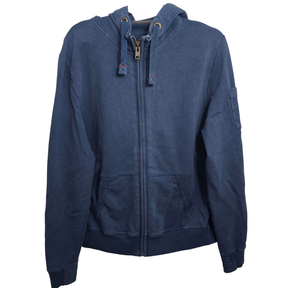 VKNAGRANI‎ Mens Navy Blue Peruvian Combed Cotton Full Zip Hoodie Sweatshirt XL